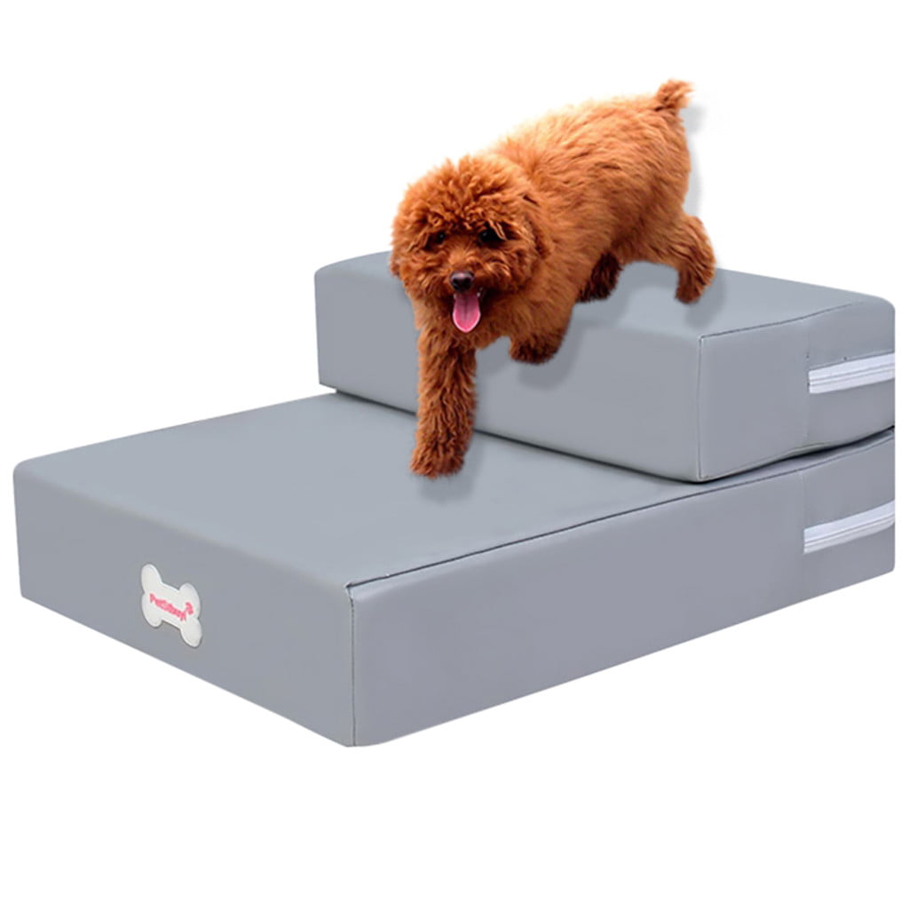 2 Steps PU Leather Pet Dog Cat Stair Portable Folding Climb Ramp Easy Up
