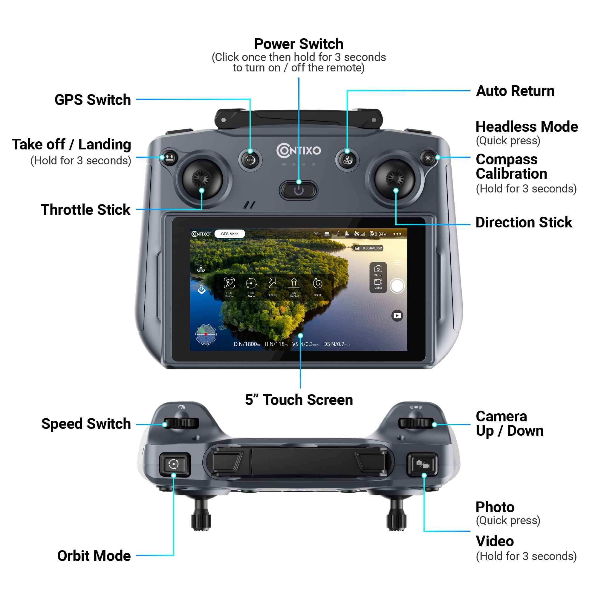 Contixo F29 Altura MAX 4K Aerial Drones for Adults with Camera, 3-Axis Gimbal Cinematic Drones for Adults with Remote & Case, Black