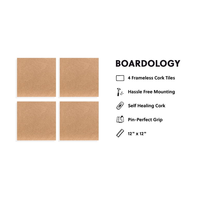 U Brands Square Cork Tile EVA Bulletin Board, 12