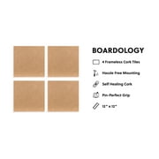 U Brands Square Cork Tile EVA Bulletin Board, 12 x 12, frameless, 4 Count, 4876U