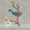 thumbnail image 3 of Authentic Hotel and Spa  Turkish Cotton Blue Bird Embroidered Light Grey 4-piece Washcloth Set, 3 of 3