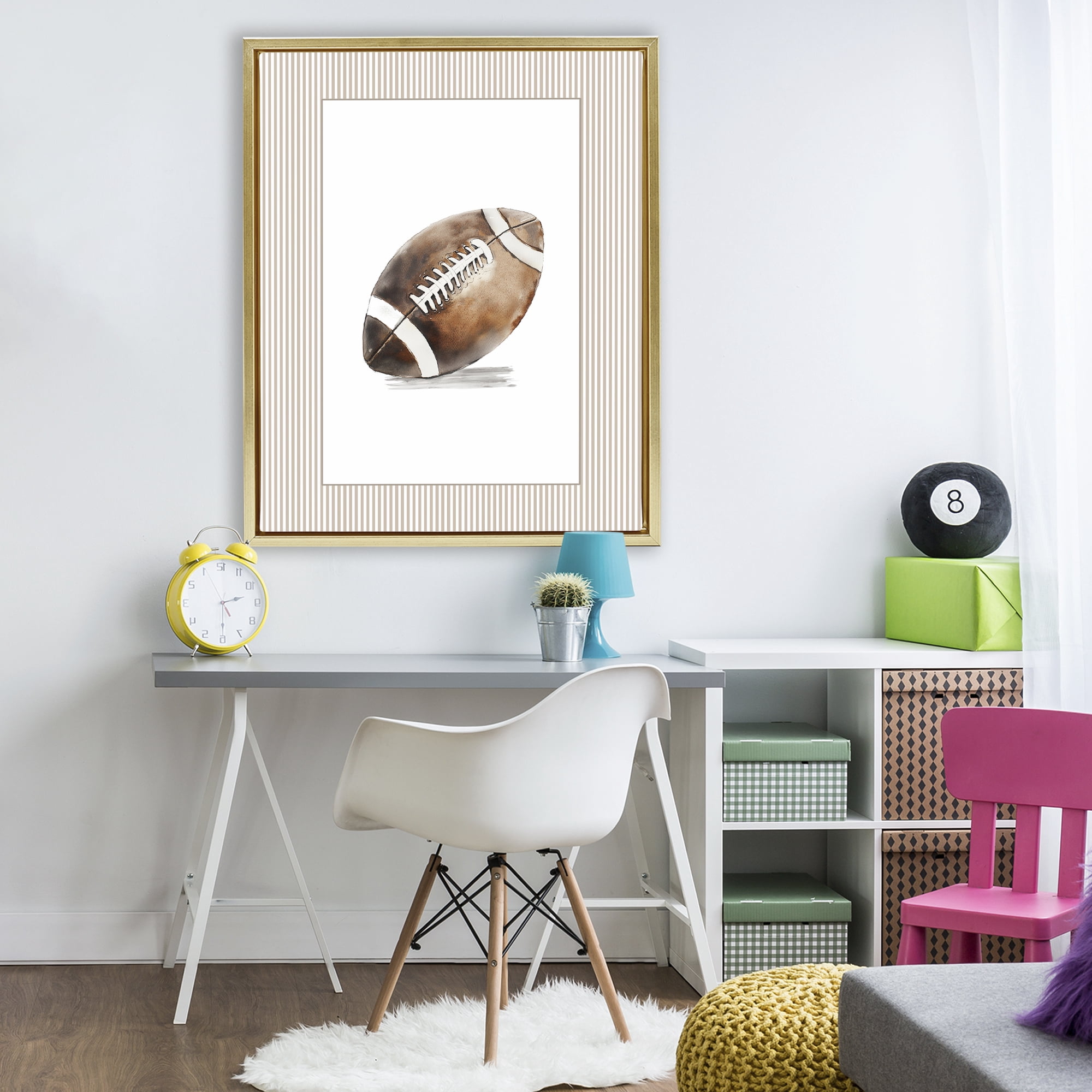 Stupell Industries Vintage Sports Football Gold Framed Floater Canvas Wall Art, design by Christine Simpson Art
