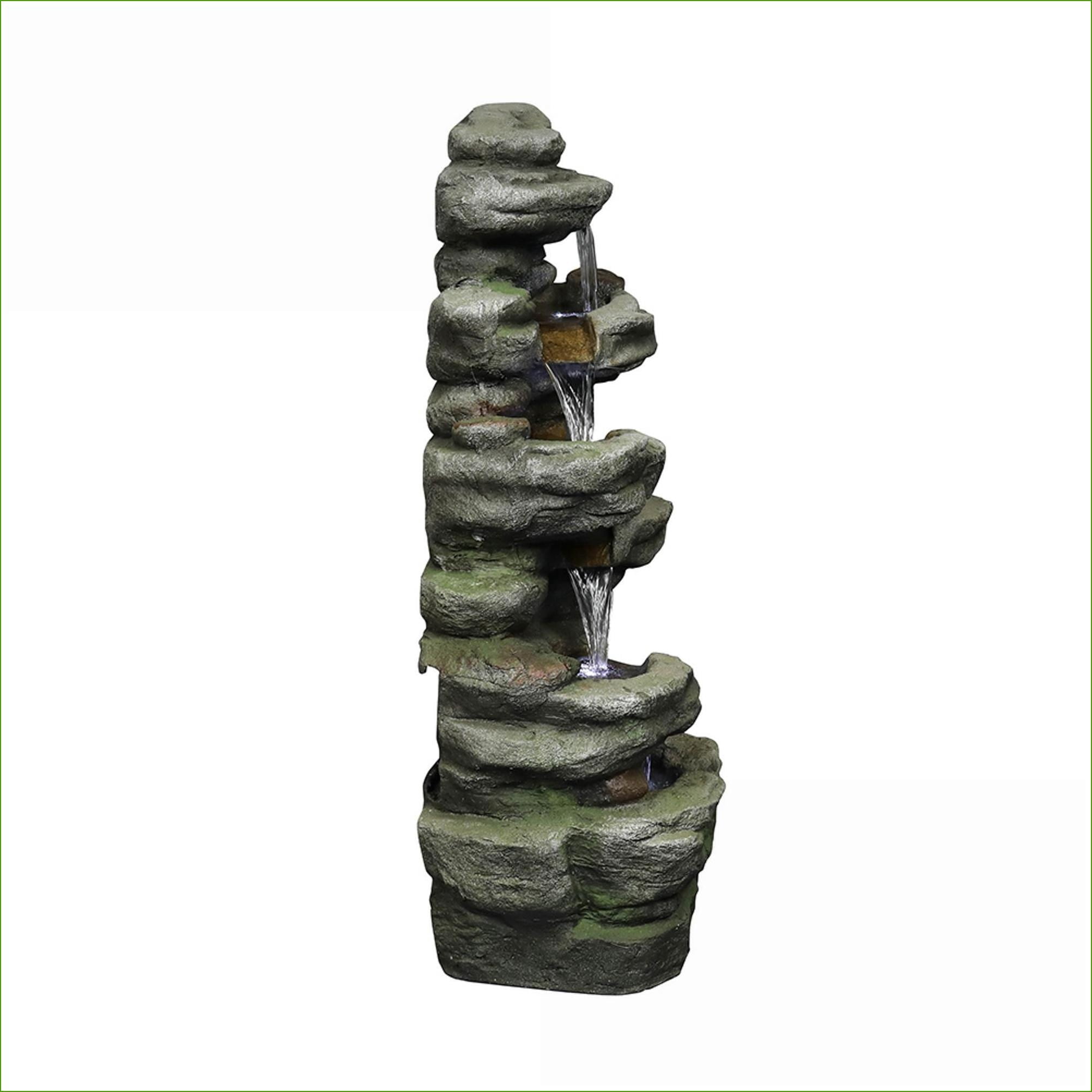 Tammesy Outdoor 6-Tier Water Fountain with LED Lights - Waterfall Fountain
