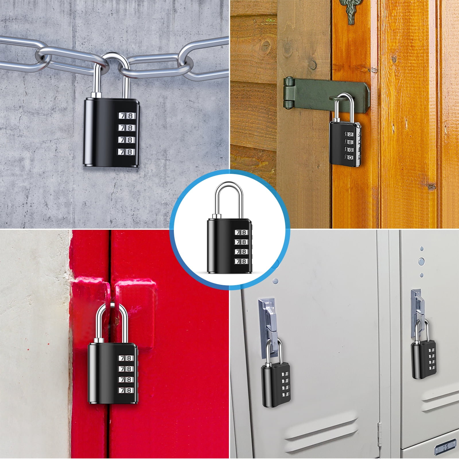 Buy AMIR Combination Padlock, 4 Digit Security Padlock with Keys Combination Locks Gate Lock for