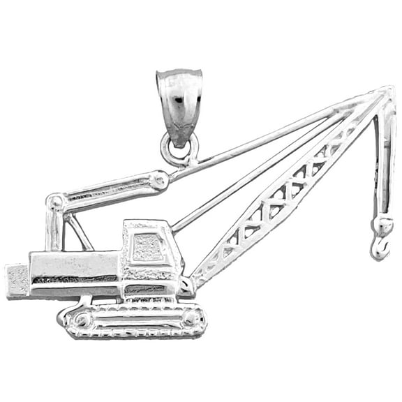 Rhodium Plated 925 Sterling Silver Crawler Crane Pendant