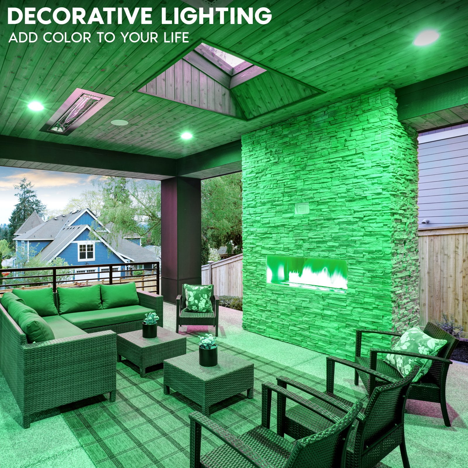 Luxrite LED PAR38 Flood Green Light Bulb, 8W=45W, Damp Rated, UL Listed, E26 Base, Indoor Outdoor, Decoration 2 Pack