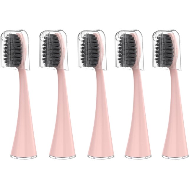 Shiyou Têtes de Brosse à Dents de Rechange pour Brosse à Dents Électrique Burst Adultes avec Capuchons Anti-Poussière, Poils Doux au Charbon pour Nettoyage en Profondeur, Élimination de la Plaque et Blanchiment des Dents, 5 Unités, Or Rose