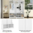 thumbnail image 6 of Bellemave Modern Hall Tree with Storage Shelves and Coat Hooks All in One Entryway Wooden Coat Rack with Shoes Storage Bench for Living Room Bedroom, White, 6 of 13