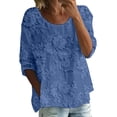 thumbnail image 1 of WZXFASHION T-shirt à Imprimé pour Femmes, T-shirt à Manches Mi-Longues à Col Rond, T-shirt à Manches 3/4, T-shirt Ample Grande Taille pour Femmes, Liquidation, T-shirt à Manches Longues pour Femmes, 1 of 4