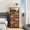 thumbnail image 4 of Furologee 5-Drawer Dresser Fabric Bin, Vertical Storage Organizer with Bins for Living Room, Bedroom Side Table, Stable Nightstand for Adults & Kids, Rustic Brown, 4 of 11