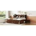thumbnail image 6 of CoSoTower Full Size Wooden Captain Bed with Built-In Storage Shelves, 4 Drawers and 2 Cabinets, Antique Brown, 6 of 9