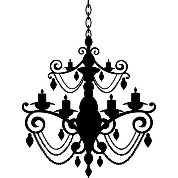 Design With Vinyl Artwork Decrative Hanging Light Chandelier Candles Chain Wall Decal for Family - Ceiling Mount Themed Décor - Size: 20 In x 16 In