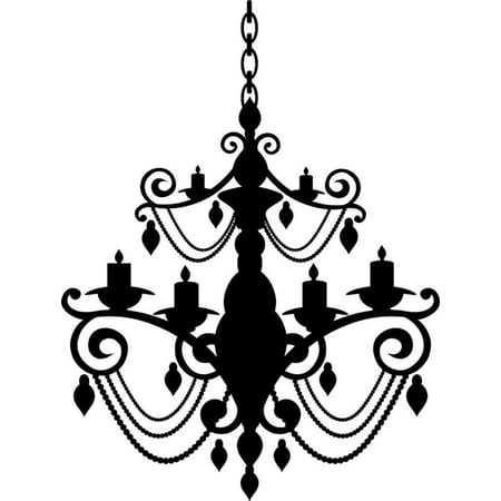 

Design With Vinyl Artwork Decrative Hanging Light Chandelier Candles Chain Wall Decal for Family - Ceiling Mount Themed Décor - Size: 14 In x 11 In