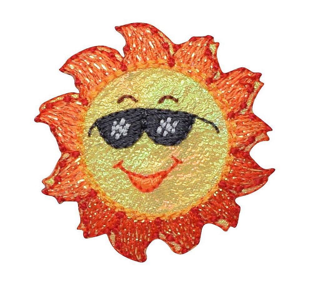 Sun Glasses Iron on sequine Patch bright colours 