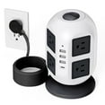 thumbnail image 2 of Superdanny 8 Outlet Power Strip Tower, USB C Surge Protector with 10FT Extension Cord, 3 USB-A , 1 USB-C Ports, White and Black, 2 of 7