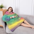 thumbnail image 5 of Oversized Wearable Blanket Hoodie,Colorful Tie Dye Pattern Sherpa Blanket Hoodie with Super Pockets,Super Warm Fuzzy Pullover for Women & Men, 5 of 6