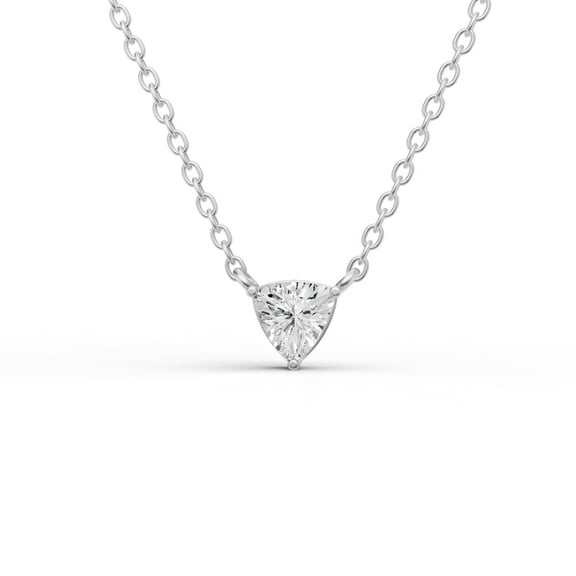 0.25 Carat Trillion Cut Lab Grown Diamond Solitaire Floating Pendant in 14K White Gold