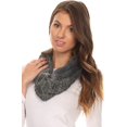 thumbnail image 4 of Sakkas Dalien Short Length Two Sided Faux Fur Ribbed Cable Knit Infinity Scarf - Grey - OS, 4 of 4