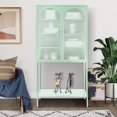 thumbnail image 3 of Furvclv Tall Storage Cabinet, Glass Cabinet With 2 Glass Arched Doors, Adjustable Shelves Waterproof, Wear-resistant Freestanding Cupboard For Living Room, Kitchen, 3 of 8