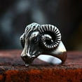 thumbnail image 3 of PAMTIER Men's Stainless Steel Vintage Hip Hop Devil Ghost Big Ram's Horn Goats Sheep Skull Head Biker Ring Skeleton Statement Silver Size 12, 3 of 6