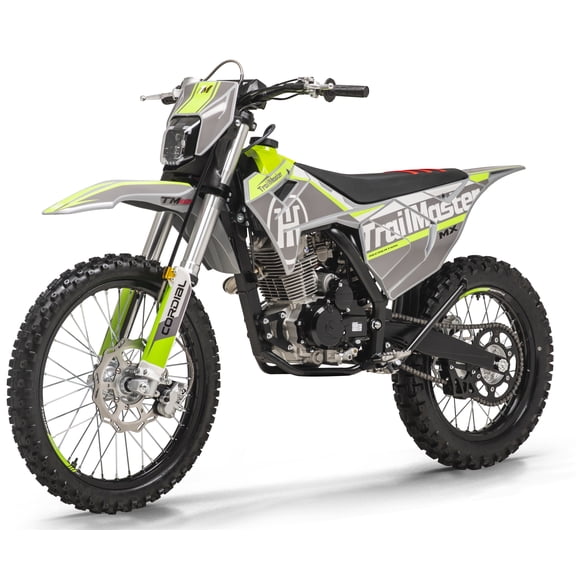 Trailmaster JHL MX250 Dirt Bike, 223cc Engine, 5-Speed Manual, 35.5" Seat Height, Max Speed 55  MPH, Ages 16 , Electric Start, Air-Cooled 4-Stroke, 21" Front Tire, LED Headlight (Green)