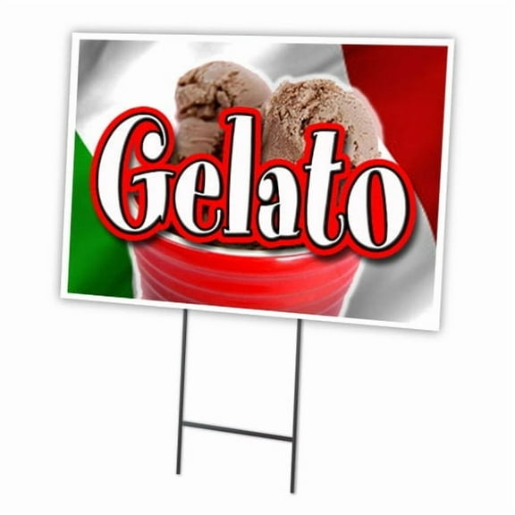 GELATO 12"x16" Yard Sign & Stake | Advertise Your Business | Stake Included Image On Front Only | Made in The USA