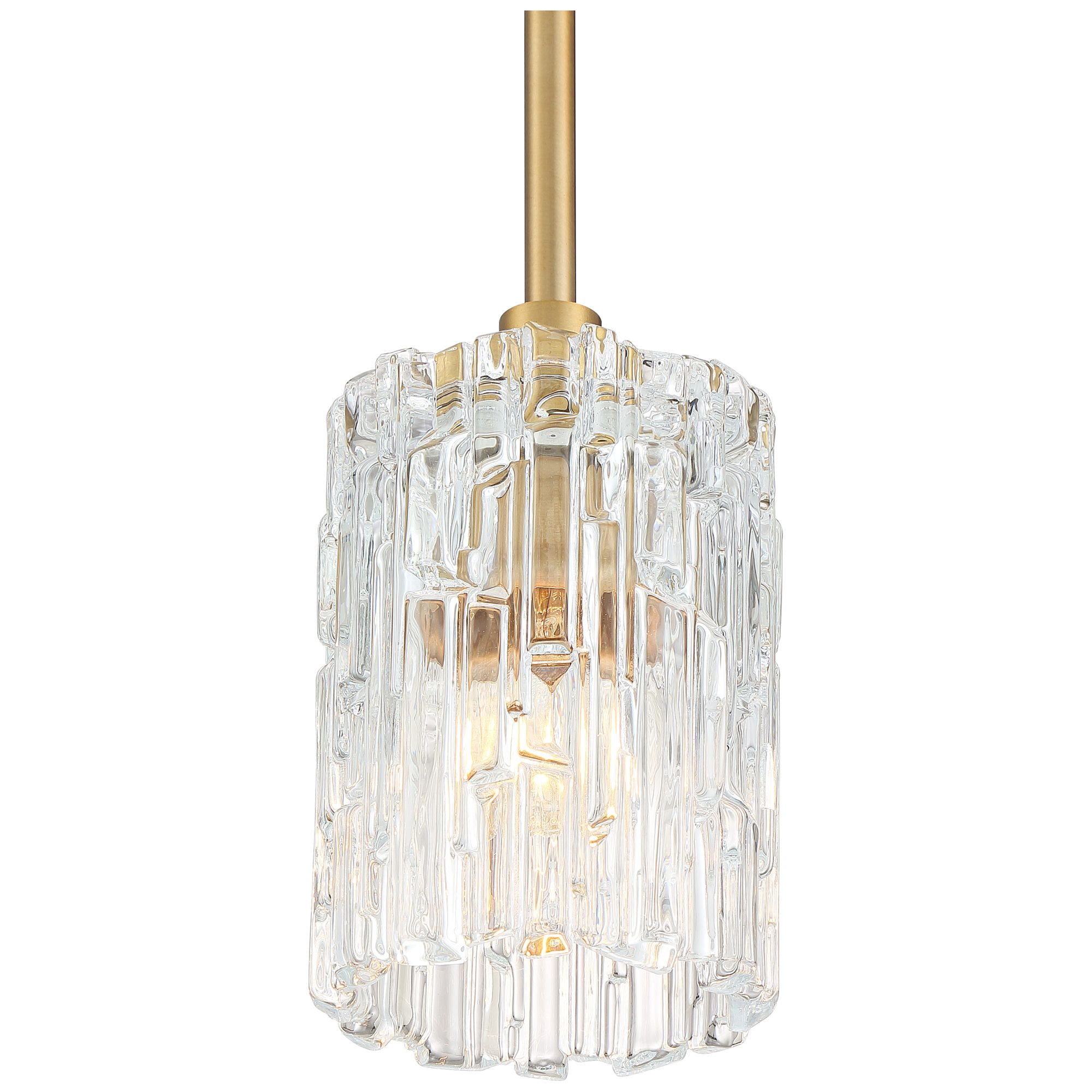 Possini Euro Design Warm Brass Mini Pendant Light 5 1/2" Wide Modern Mid Century Prismatic Clear Glass Fixture for Kitchen Island