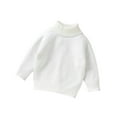 thumbnail image 1 of Chandail Col Roulé Couleur Unie pour Tout-Petits Garçons Filles Manches Longues Chaud Tricoté Blanc, 1 of 3