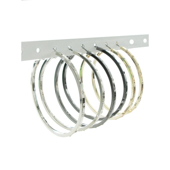 Time and Tru Women's Three Tone Faux Crystal Hoop Earring Set, 3-Piece