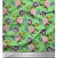 thumbnail image 1 of Soimoi Satin Silk Fabric Leaves,Rose & Camellia Floral Printed Fabric 1 Yard 42 Inch Wide, 1 of 1