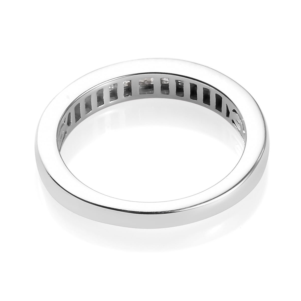 925 Sterling Silver Platinum Plated Baguette White Diamond Half Eternity Band Ring Bridal Wedding Anniversary Jewelry for Women Ct 0.3 H-I Color I3 Clarity