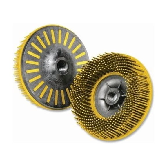 Bristle Disc, 4-1/2 in x 5/8 in-11, 80 Grit, Ceramic, 12000 rpm, Yellow