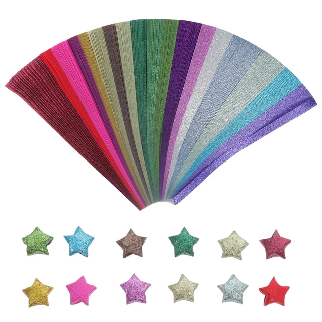 FONDOTIN 360Pcs Japanese Origami Paper Strips Assorted Colors for Party Decoration and Craft Projects