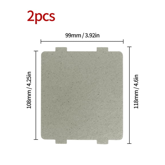 Universal Microwave Oven Mica Sheet, 2 Pack Waveguide Cover Replacement, 108mmX99mm Pre-Cut Size, Heat Resistant Shield, Gray