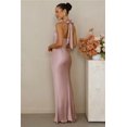 thumbnail image 3 of Women's Satin Halter Maxi Dress, Backless Lace-Up Evening Gown for Weddings and Formal Events, 3 of 3