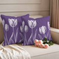 thumbnail image 2 of Purple Flower Outdoor Waterproof Pillow Covers, Country Garden Floral Aesthetics Plant Decorative Square Throw Pillowcase Sofa Cushion Sham for Patio/Couch/Chair, 16"x16" 2 Pack, 2 of 8