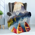 thumbnail image 4 of Nature Soft Flannel Fleece Blanket, Dreamy Majestic Mountains View Reflections from Shore with Boats Pastoral Landscape, Cozy Plush for Indoor and Outdoor Use, 70" x 90", Multicolor, by Ambesonne, 4 of 5