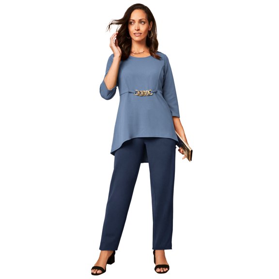 Jessica London Women's Plus Size High Low Buckle Tunic