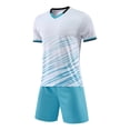 thumbnail image 2 of Fldy Mens Soccer Uniform Short Sleeve Athletic Jersey with Shorts Set Basketball Football Sports Outfits White 4-5, 2 of 4