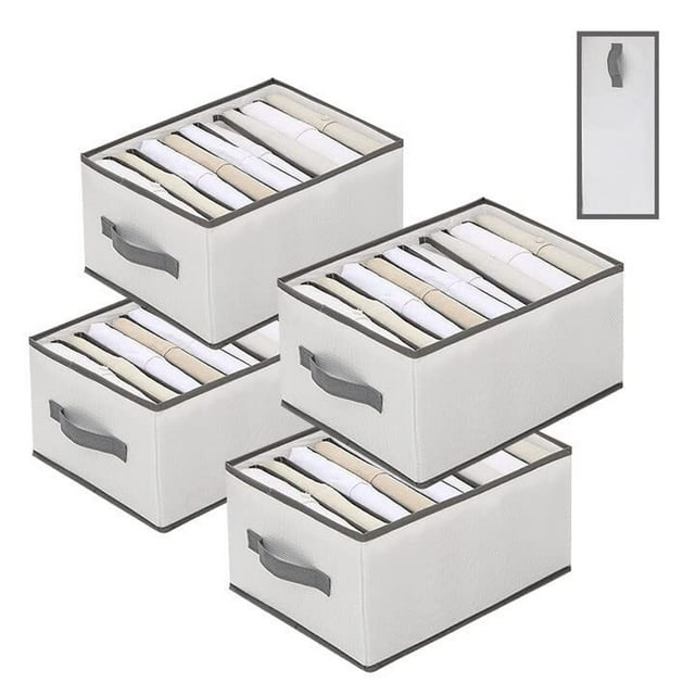 4 Pcs Organizador de Cajones para Ropa, Plegables Organizadores de Ropa Interior, Cajas de Almacenamiento de Clóset con 9 Compartimentos, para Jeans, Ropa, Camisas, Almacenamiento de Guardarropa