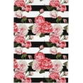 thumbnail image 6 of Pink Peony Rose Table Cloth - Vintage Peonies Flower Table Cover Black White Stripes Tablecloth Rectangle Tabletop Decoration for Picnic Banquet Party Kitchen Dining Room - 60 x 84 Inch, 6 of 6