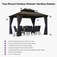 thumbnail image 6 of PURPLE LEAF 10' x 12' Hardtop Gazebo Galvanized Steel Roof Aluminum Frame Metal Gazebo Sun Shade Tent Outdoor Patio Permanent Pavilion with Curtains and Netting, Navy Blue, 6 of 14