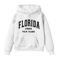 thumbnail image 4 of Telankuip Trendy Hooded Sweatshirts for Teen Girls Florida Graphic Letter Printed Pullover Hoodies Comfort Oversized Long Sleeve Drop Shoulder Casual Loose Sports Tops White 11-12 Years, 4 of 4