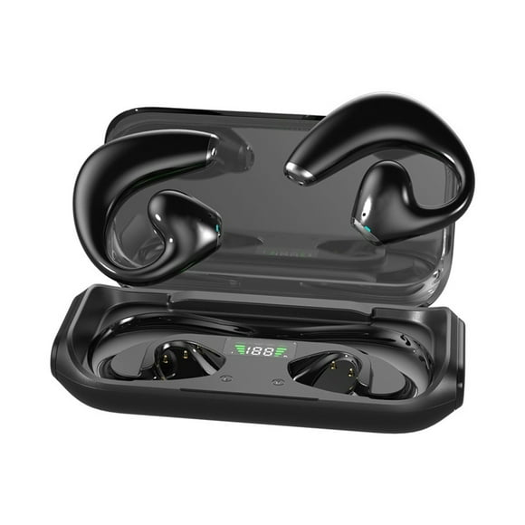 Matsuzay Auriculares Bluetooth con ganchos abiertos para los auriculares inalámbricos de los auriculares de botón de la conciencia situacional Cables de audio/vídeo negro