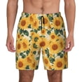 thumbnail image 2 of Picia Green Leaf Sunflower pattern Mens Swim Trunks with Compression Liner Stretch Beach Shorts Quick Dry with Zipper Pockets No-Chafing Board Shorts-Medium, 2 of 9