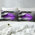 thumbnail image 4 of Erosebridal Glitter Lips Full Sheet Sets,Bling Sparkling Bedding Full Size,Grey Purple Bed Sheets Set Full Size,Ultra Soft Sparkle Room Decoration,4-Piece, 4 of 7