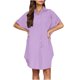 thumbnail image 5 of Mini Falda de Algodón con Pantalones Cortos Botón de Verano Hasta Vestido de Camisa con Cuello, 60% Algodón 40% Lino Mini Vestido, Lavado a Mano Desgaste Casual, 5 of 9