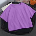 thumbnail image 6 of Gewsdrf Crop Tops,Tshirts Shirts for Women,Women's Round Neck Summer Solid Color Short T Shirt,Cute Tops,Summer Tops,Womens T Shirts,Purple 1,M, 6 of 6