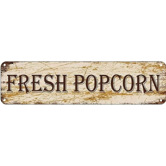 Metal Sign Fresh Popcorn Vintage Signs Retro Tin Signs Aluminum Sign for Kitchen Home Garden Wall Bar Cafe Decor 4x16 Inch