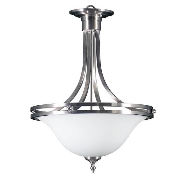 Dallas 1-Light Brushed Nickel Pendant Light with White Glass Bowl Shade, Modern Ceiling Fixture
